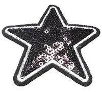 b2see Toppe Toppa termoadesive Stella Stelle Strass termoadesivi Scintillanti con Paillettes da Cucire Patch termoadesiva Applique Applicazioni con Paillettes Stella Nero con Paillettes 7,5 cm