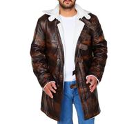 B3 - Giacca bomber raf aviatore pilota aereo Airforce seconda guerra mondiale in pelliccia di pecora, giacca in pelle di shearling, Cappotto Bane marrone invecchiato reale, XXS
