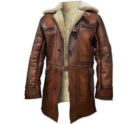 B3 - Giacca bomber raf aviatore pilota aereo Airforce seconda guerra mondiale in pelliccia di pecora, giacca in pelle di shearling, Cappotto Bane Ginger Brown Faux, M