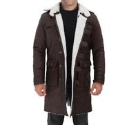 B3 - Giacca bomber raf aviatore pilota aereo Airforce seconda guerra mondiale in pelliccia di pecora, giacca in pelle di shearling, Bane Cappotto Marrone Scuro Finto, XXS