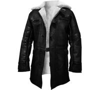 B3 - Giacca bomber raf aviatore pilota aereo Airforce seconda guerra mondiale in pelliccia di pecora, giacca in pelle di shearling, Cappotto Bane nero finto, XL