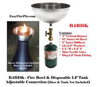 B4BDK - Fai da Te 11 " Fuoco Ciotola W 4 " Verticale Bruciatore; Runs On Monouso