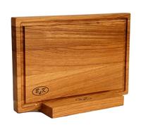B4K Tagliere in rovere 40 x 30 x 2,2 cm, con supporto, realizzato a mano, oliato e antibatterico, utilizzabile su entrambi i lati, versatile come tagliere da cucina, tagliere e tagliere da portata