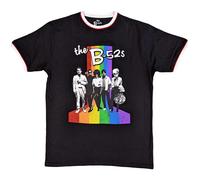 B52s Rainbow Stripes Ringer autorizzato Uomo maglietta