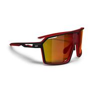 B89 Occhiali Sportivi Uomo e Donna in TR90 - Lente Ampia Antiappannante Specchiata Protezione UV400 Nasello Regolabile - mod. BO (Nero Opaco/Rosso Opaco - Lente Specchiata Rossa)