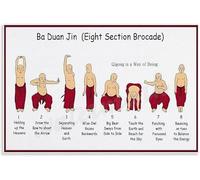 Ba Duan Jin Poster - Eight Section Brocade Chinese Kung Fu Qigong Exercise Art, Canvas Wall Print for Bedroom Living Room Decor(Unframed,12x18inch(30x45cm))
