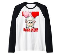 Baaa Mine Agnello Che Tiene Palloncini a Forma di Cuore Maglia con Maniche Raglan