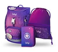 Baagl Airy - Set di 3 zaini per la scuola elementare, zaino per la scuola primaria per bambini, zaino per la scuola, Cavallo Cuore, Set per la scuola