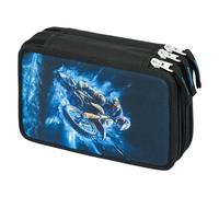 Baagl Astuccio a 3 scomparti per ragazzi e ragazze, astuccio per cancelleria, materiale scolastico, astuccio per la scuola, Moto., Astuccio
