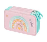 Baagl Astuccio a 3 scomparti per ragazzi e ragazze, astuccio per cancelleria, materiale scolastico, astuccio per la scuola, arcobaleno rosa, arcobaleno rosa