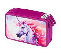 Baagl Astuccio a 3 scomparti per ragazzi e ragazze, astuccio per cancelleria, materiale scolastico, astuccio per la scuola, Unicorno reale, Astuccio