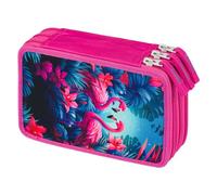 Baagl Astuccio a 3 scomparti per ragazzi e ragazze, astuccio per cancelleria, materiale scolastico, astuccio per la scuola, Fenicotteri., Astuccio