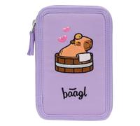 Baagl Astuccio a 3 scomparti per ragazzi e ragazze, astuccio per cancelleria, materiale scolastico, astuccio per la scuola, maialino d'acqua, Colorato, giocoso, moderno, pratico
