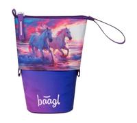 Baagl Astuccio per bambini e ragazze, astuccio per matite per bambini, astuccio per la scuola, robusto astuccio e astuccio con scomparto segreto, Cavalli cuore, Colorato, giocoso, moderno, pratico