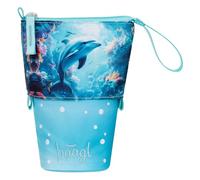 Baagl Astuccio per bambini e ragazze, astuccio per matite per bambini, astuccio per la scuola, robusto astuccio e astuccio con scomparto segreto, Delfino, Colorato, giocoso, moderno, pratico