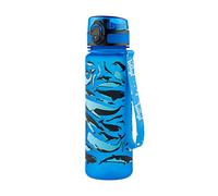 Baagl Borraccia in Tritan, a prova di perdite, con coperchio ribaltabile One Click da 500ml, borraccia riutilizzabile con scala, borraccia per uso quotidiano con cinghia per bambini, scuola, sport