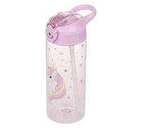 Baagl Borraccia per bambini con cannuccia, per ragazze, a prova di perdite, per la scuola e lo sport, per il calcio, in Tritan, per la scuola, 500 ml (unicorno arcobaleno)