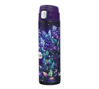 Baagl Borraccia per bambini e bambine, in acciaio inox, a prova di perdite, con cannuccia in silicone e chiusura con un clic, senza BPA, per scuola, 450 ml (Jungle Panda)