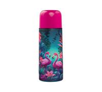 Baagl Borraccia per bambini e ragazze, thermos isolato in acciaio inox, con tappo a vite e coperchio per bicchiere, a prova di perdite, per scuola ed escursioni, 550 ml (fenicottero)