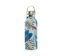 Baagl Borraccia per bambini in acciaio inox per ragazze - Thermos a prova di perdite con coperchio in bambù - Bottiglia d'acqua senza BPA per scuola - Thermos da 500 ml (leafs)