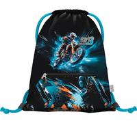 Baagl Borsa da palestra per ragazzi, borsa per scarpe impermeabile per bambini, borsa sportiva per scuola e asilo nido per ragazzi, zaino sportivo, borsa da palestra (moto)