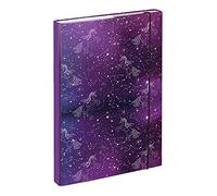 baagl Cartella portadocumenti formato A4 - Cartellina per bambini con elastico e alette interne, raccoglitore con elastico per ragazze (unicorn Universe)