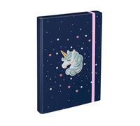 Baagl Cartella portadocumenti per cartella scolastica, formato A4, per bambini, con elastico e alette interne, raccoglitore con elastico, per ragazze (Unicorn Gold)