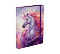 Baagl Cartellina portadocumenti per la scuola, formato A4, per bambini, con elastico e alette interne, raccoglitore con elastico, per ragazzi (Wild Unicorn)