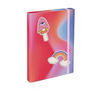 Baagl Cartellina portadocumenti per la scuola, formato A4, per bambini, con elastico e alette interne, raccoglitore con elastico, per ragazzi (hippie)