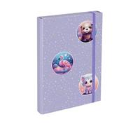 Baagl Cartellina portadocumenti per la scuola, formato A4, per bambini, con elastico e alette interne, raccoglitore con elastico, per ragazzi (animals)