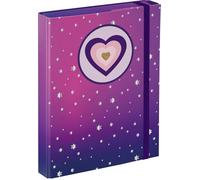 Baagl Cartellina portadocumenti per la scuola, formato A5, 23 x 17 cm, per bambini con elastico e alette interne, raccoglitore con elastico, per ragazzi (cuore)