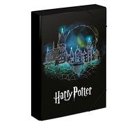 Baagl Portadocumenti per zaino scolastico - Cartella A4 per bambini con elastico e alette interne - Raccoglitore, scatola raccoglitore con elastico per ragazzi, ragazze (Harry Potter)