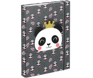 Baagl Raccoglitore per cartelle scolastiche, formato A5, per bambini, con elastico e patta interna, raccoglitore per quaderni, con elastico per ragazze (Panda)