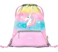 Baagl Sacca da palestra per ragazze - Borsa impermeabile per scarpe per bambini - Borsa scolastica e borsa sportiva per l'asilo, Unicorno arcobaleno, 46 x 36 cm