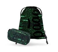 Baagl Set di 2 astucci e sacca da ginnastica per ragazzi e ragazze, astuccio per scuola e sport, Numbers, Set da 2 pezzi in stile scolastico