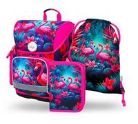 Set scolastico BAAGL con fenicotteri: zaino, astuccio, sacca