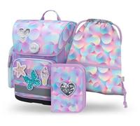 Baagl Set di 3 zaini per la scuola Ergo per la prima classe, zaino ergonomico per la scuola elementare con cintura toracica, candy, Set per la scuola