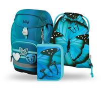 Baagl Set di 3 zaini per la scuola per ragazzi e ragazze, per la scuola primaria, zaino ergonomico per scuola materna, 25 l, farfalla, L, Ultraleggero