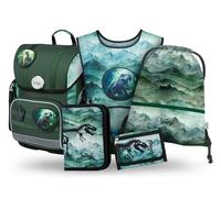 Baagl Set di 5 zaini per la scuola Ergo per la prima stuccio, sacca da ginnastica, grembiule, borsa per il seno), zaino per la scuola elementare, zaino ergonomico per la scuola, 19 l