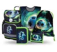 Baagl Set di 5 zaini per la scuola Ergo per la prima classe, astuccio, sacca da ginnastica, grembiule, borsa per il seno), zaino per la scuola elementare, zaino ergonomico per la scuola, 19 l