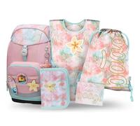 Baagl Set di 5 zaini per la scuola per ragazzi (Airy Plus per 1 stuccio, sacca da ginnastica, grembiule, borsa per il seno), zaino per la scuola elementare, zaino ergonomico per la scuola