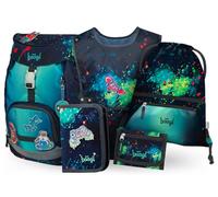 Baagl Set di 5 zaini per la scuola per ragazzi e ragazze (borsa per scuola Airy per 1 stuccio, sacca da ginnastica, grembiule, borsa per il seno), zaino per la scuola elementare, zaino