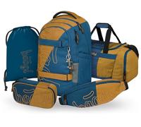 Baagl Set di zaini per la scuola, per ragazzi e ragazze, 5 pezzi, (skateboard, skate MAX, astuccio, sacca sportiva, marsupio), zaino ergonomico per la scuola, 30 l, Duo, L, Designer