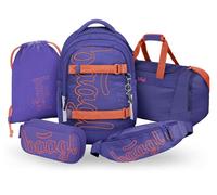 Baagl Set di zaini per la scuola, per ragazzi e ragazze, 5 pezzi, (skateboard, skate MAX, astuccio, sacca sportiva, marsupio), zaino ergonomico per la scuola, 30 l, Colore: arancione., Mittelgröße