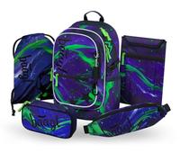 Baagl Set di zaini scolastici per ragazzi e ragazze, 5 pezzi, ergonomici, per scuola elementare, scuola popolare, zaino con cintura toracica, 25 l, Campione football, Mittelgröße, Set zaino scuola