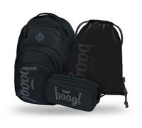 baagl set nero con tre articoli: zaino, astuccio e sacca