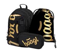 baagl set scolastico skate gold - zaino, astuccio e sacca