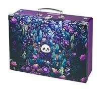 Baagl Valigia Per Bambini Per Giocattoli E Forniture Scolastiche, Valigetta Di Cartone Pieghevole Con Manico In Metallo, Jungle Panda
