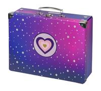 Baagl Valigia Per Bambini Per Giocattoli E Forniture Scolastiche, Valigetta Di Cartone Pieghevole Con Manico In Metallo, Fibbia Classica, Viola, 32,5 X 26 X 10,5 Cm