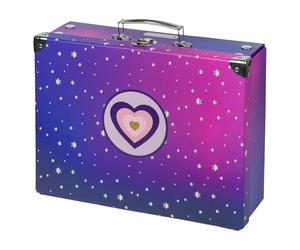 Baagl Valigia Per Bambini Per Giocattoli E Forniture Scolastiche, Valigetta Di Cartone Pieghevole Con Manico In Metallo, Fibbia Classica, Viola, 32,5 X 26 X 10,5 Cm
